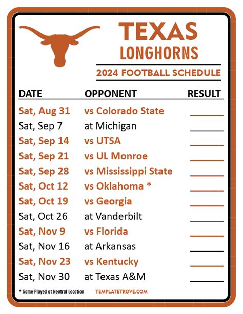 longhorns football schedule|2024 texas longhorns football schedule.